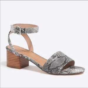 J crew outlet block heel snake skin pattern sandal